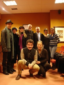 Parte del equipo de "Onde está a felicidade?" durante la presentación de la película en el Club Internacional de Prensa (Santiago de Compostela)